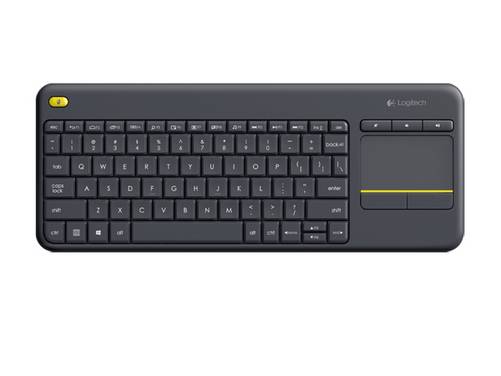 Logitech K400 Plus, Mini, Kabellos, RF Wireless, QWERTY, Schwarz