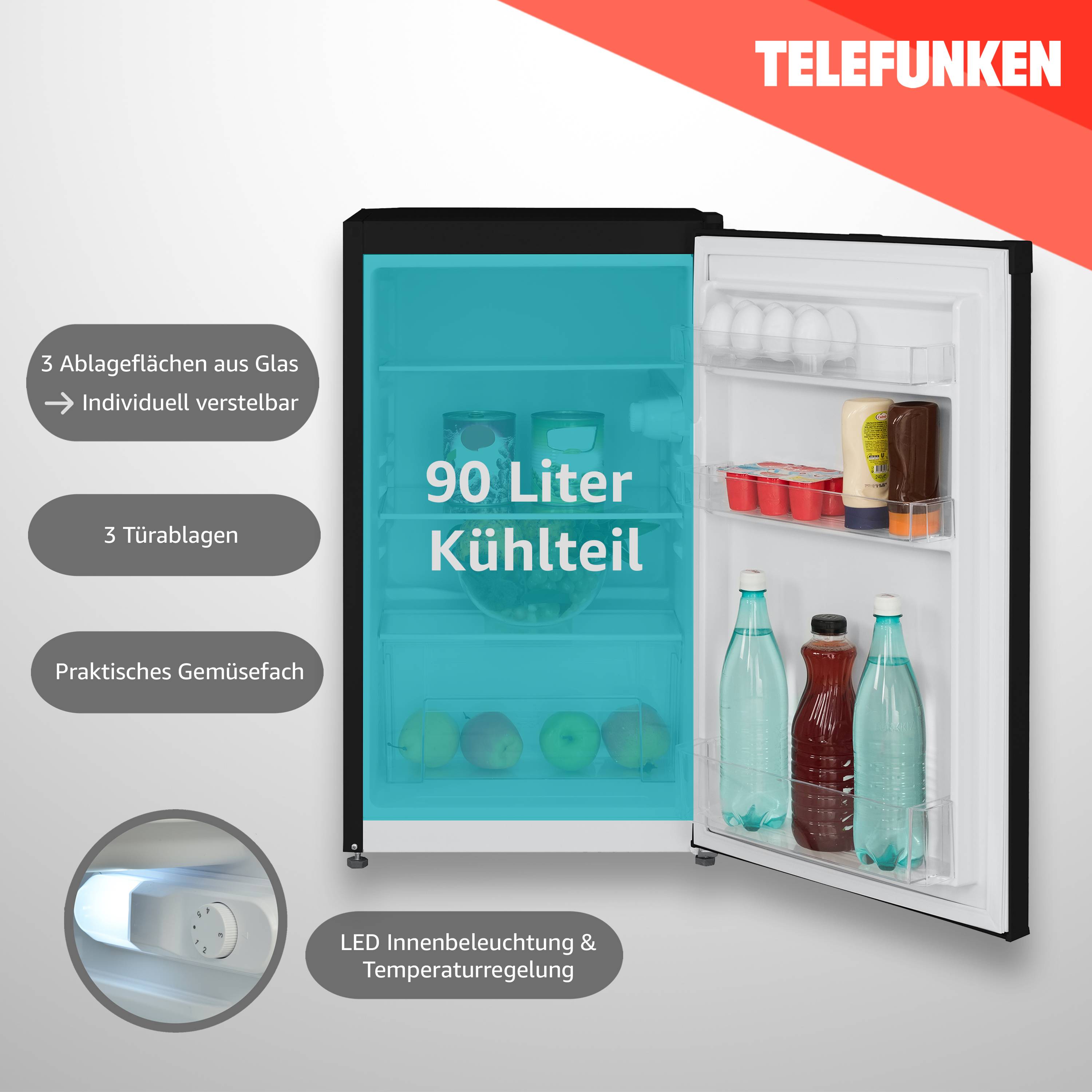 Telefunken CF-31-121-B Kühlschrank ohne Gefrierfach | Freistehend | 90 L Gesamt-Nutzinhalt | Temperaturregelung-2
