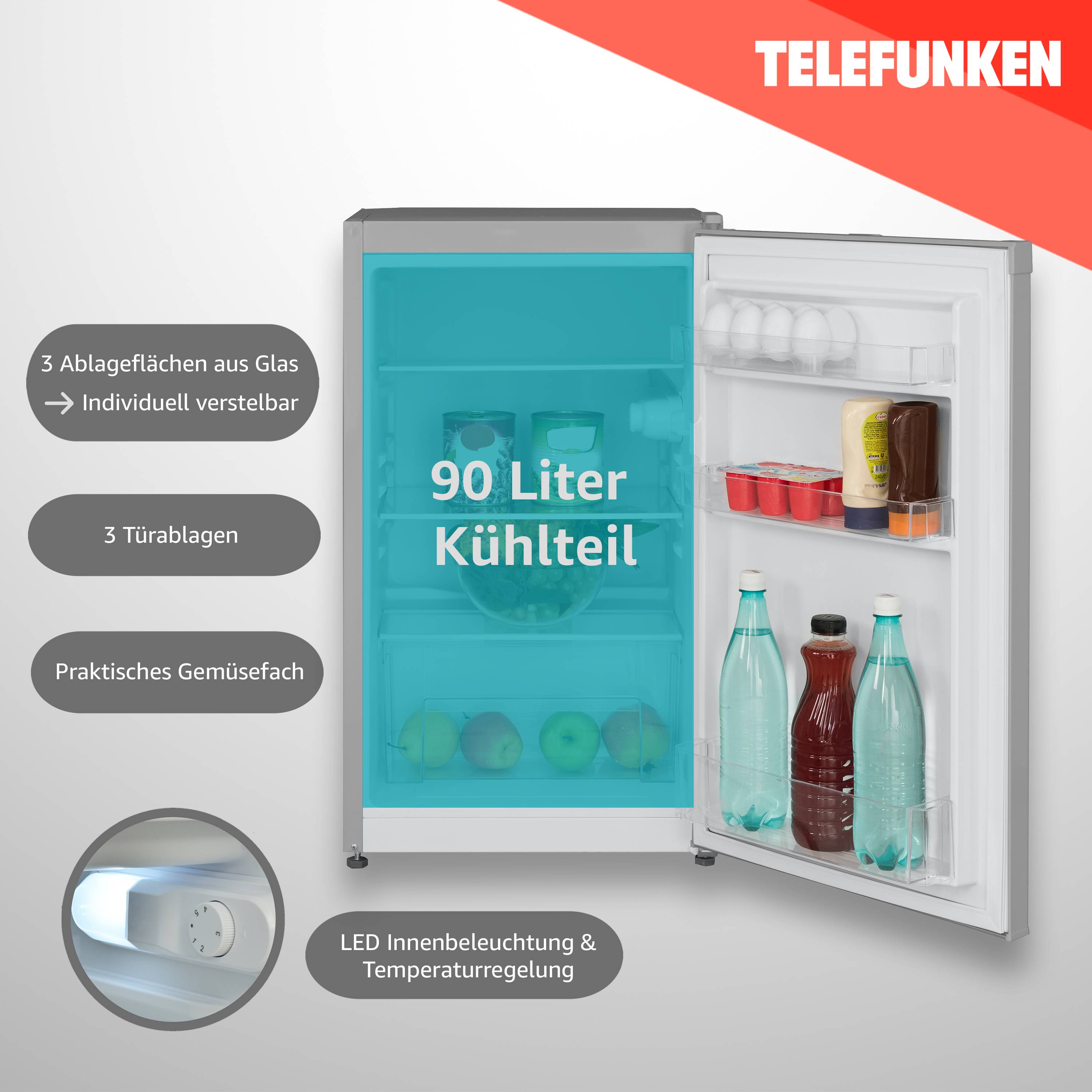 Telefunken CF-31-121-S Kühlschrank ohne Gefrierfach | Freistehend | 90 L Gesamt-Nutzinhalt | Temperaturregelung-2