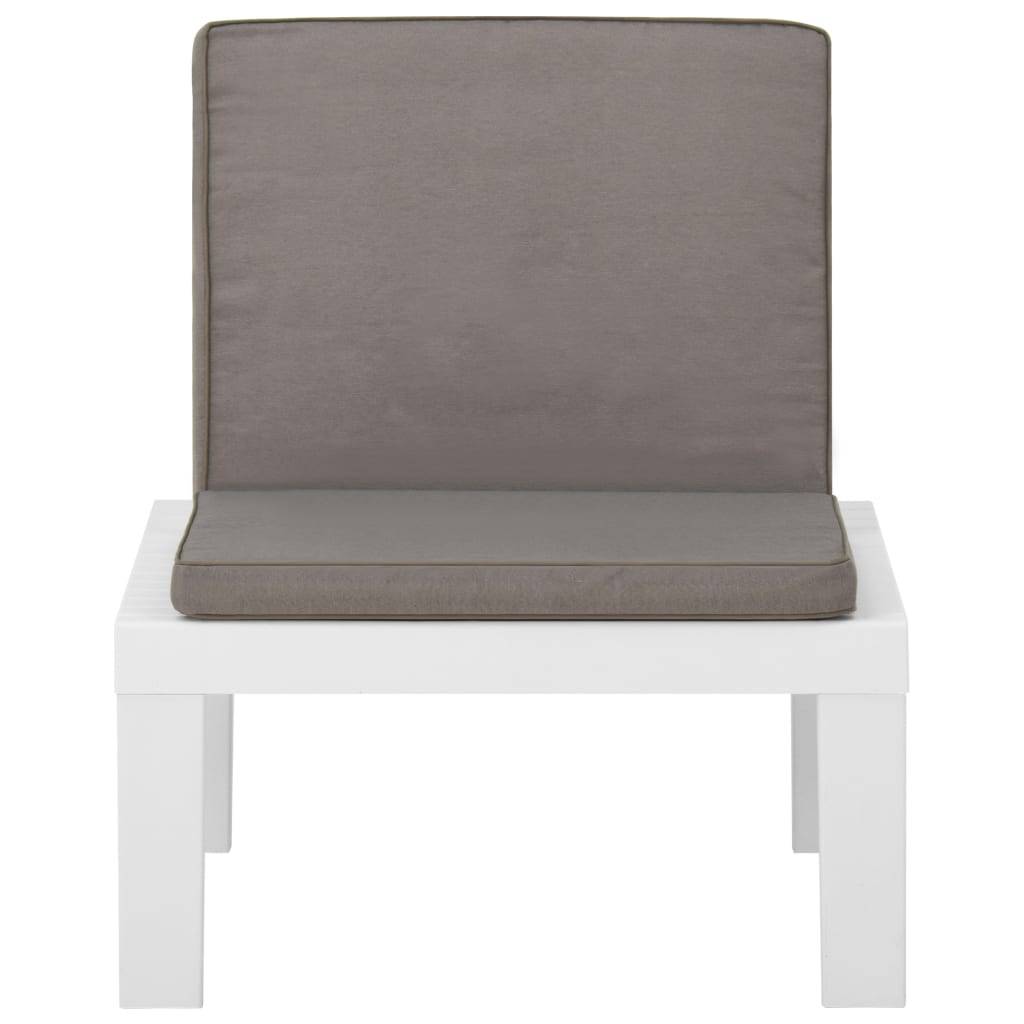 vidaXL Garten-Lounge-Stuhl mit Auflage Kunststoff Weiß-4
