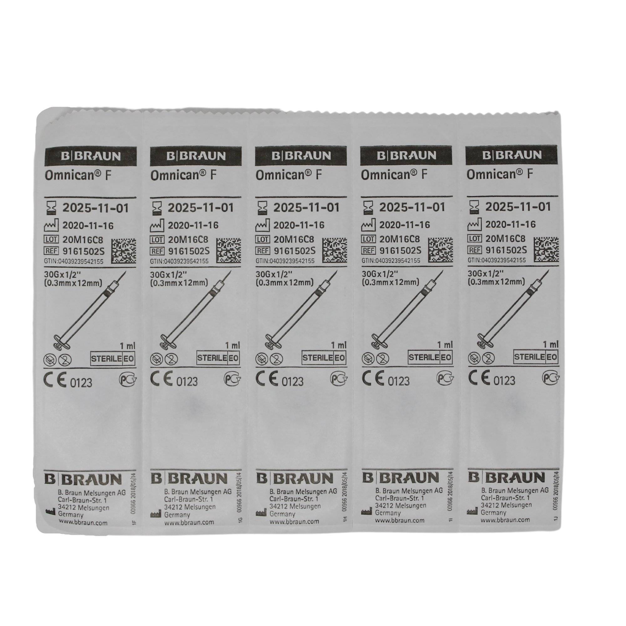 B. Braun Omnican-F Spritzen TBC/Heparin 0,30 x 12 mm Volumen 1 ml einzeln, steril, 100er Pack-3