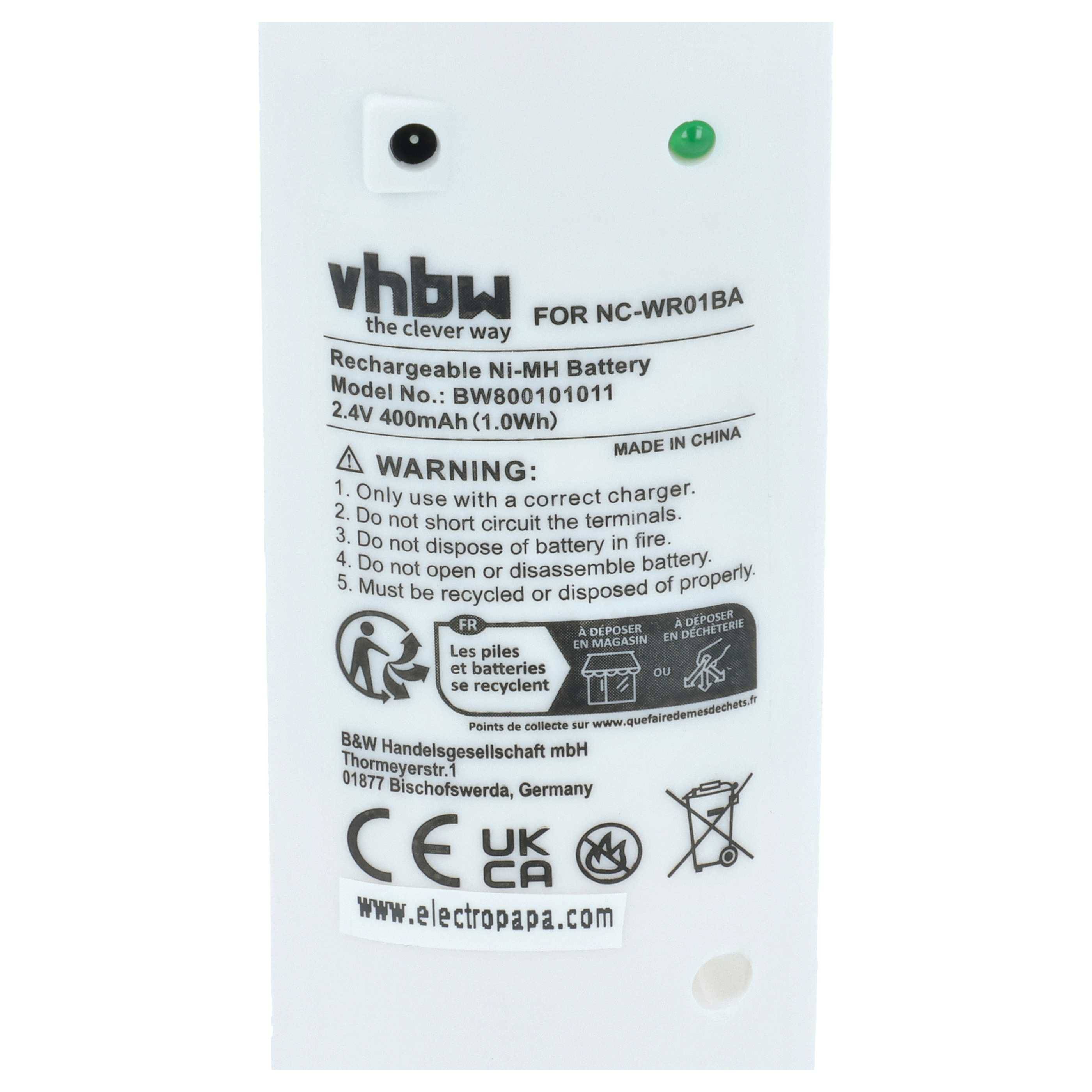 vhbw 2x Akku Ersatz für Nintendo NC-WR01BA | Gamepad Controller (400 mAh, 2,4 V, NiMH)-3