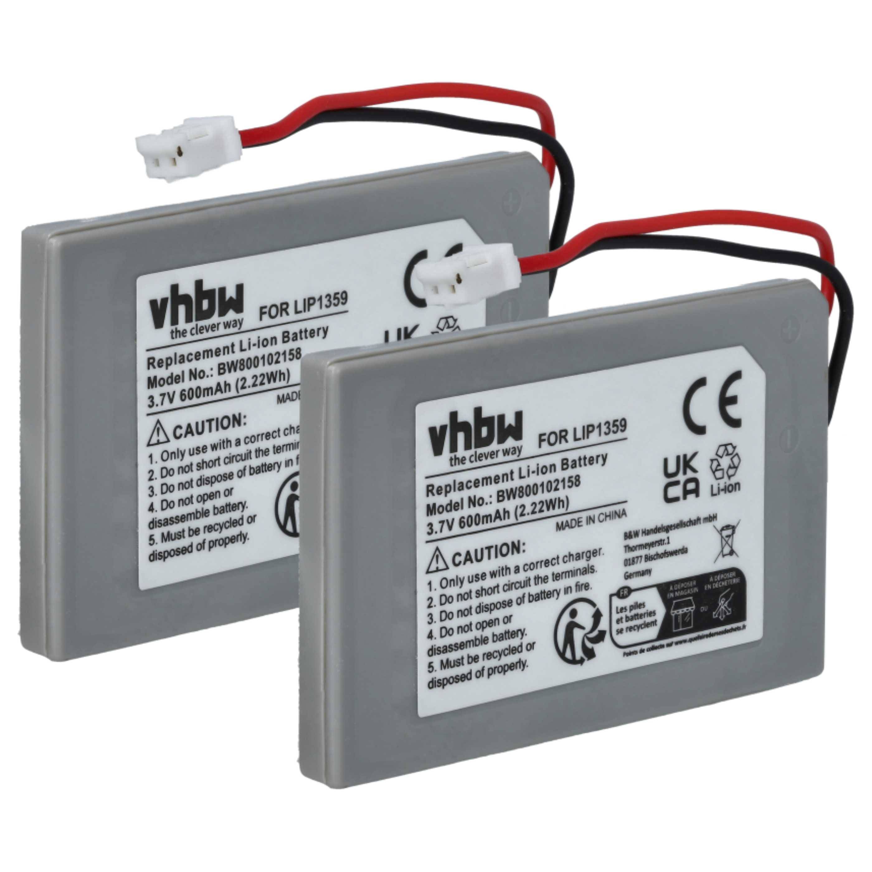 vhbw 2x Akku kompatibel mit Sony Dualshock 3 | Sixaxis, CECHZC2E Controller (600 mAh, 3,7 V, Li-Ion)-0