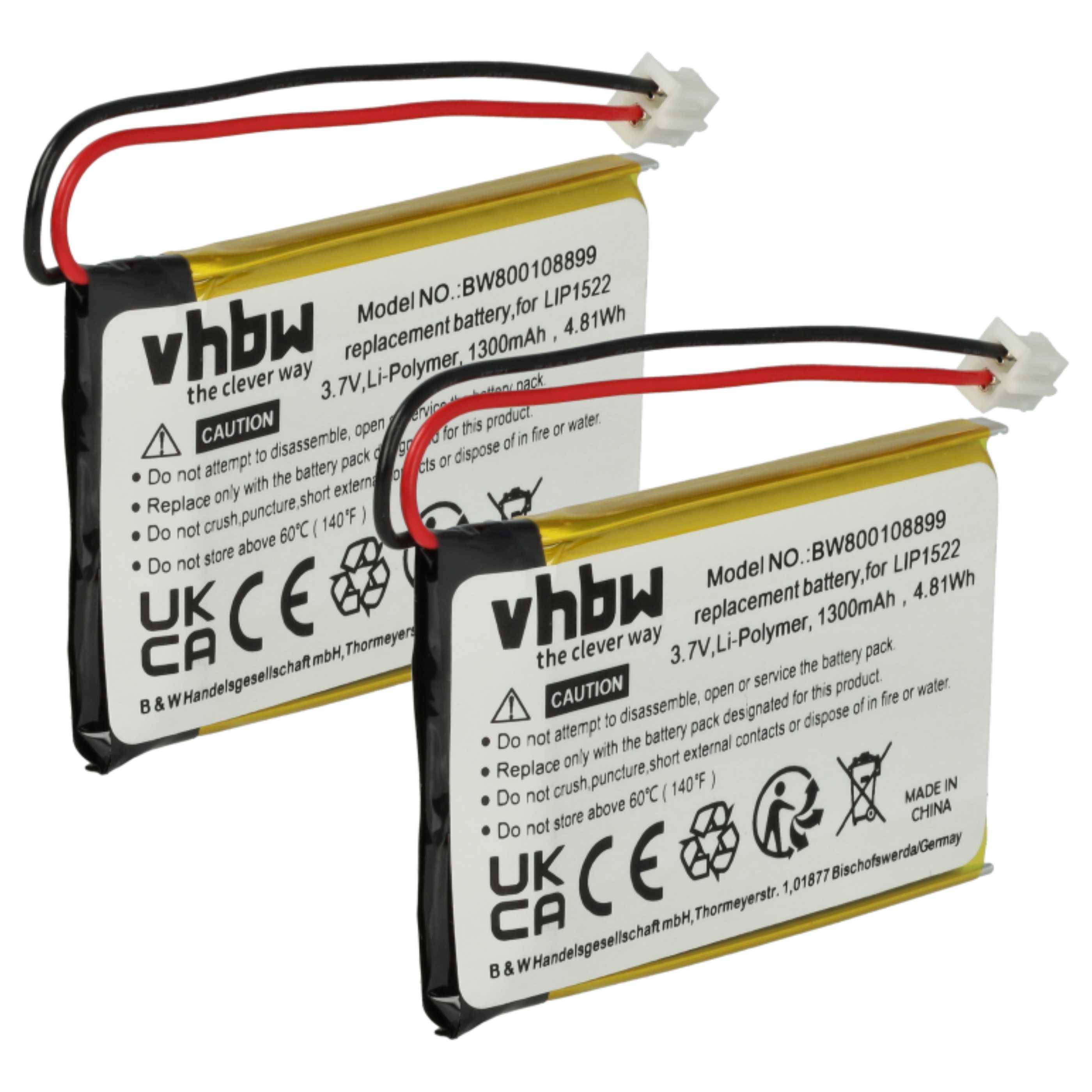 vhbw 2x Akku Ersatz für Sony KCR1410 | LIP1522 für Controller V1 (1300 mAh, 3,7 V, Li-Polymer)-0