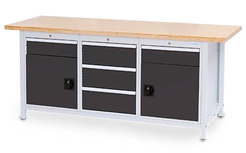 Kastenwerkbank Breite 2000 mm, R 18-24, 5x Schublade, 2x Flügeltüre-0