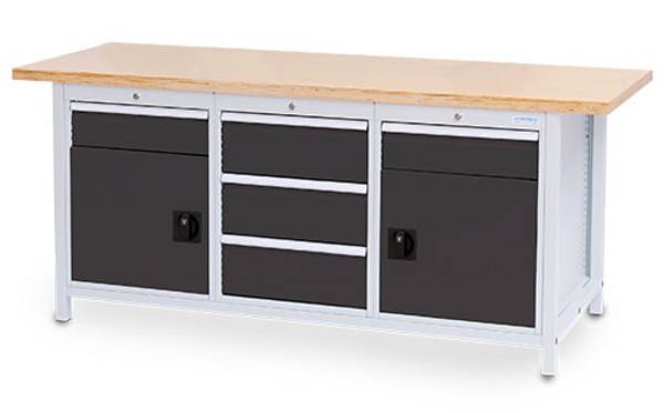 Kastenwerkbank Breite 2000 mm, R 18-24, 5x Schublade, 2x Flügeltüre