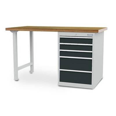 Werkbank,HxBxT 859x1500x750mm,Multiplexplatte,Tragl. 100kg,2 Füße/1 Container,Ausstattung: 5 Schubladen,Schrank-0