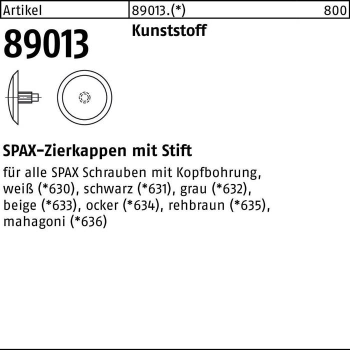Kappe R 89013 Kopfbohrung weiss Ku. 500 Stück SPAX-0