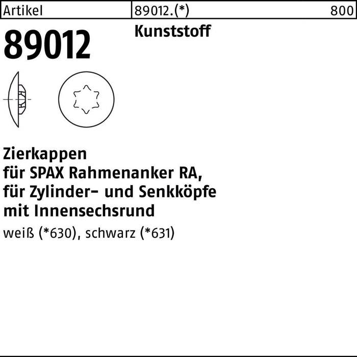 Kappe R 89012 sw Ku. sw 500 Stück SPAX-0