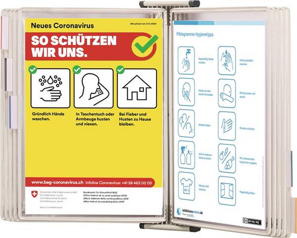 Tarifold Wandhalter, schwarz, 10 Sichttafeln, lackiertf.A4