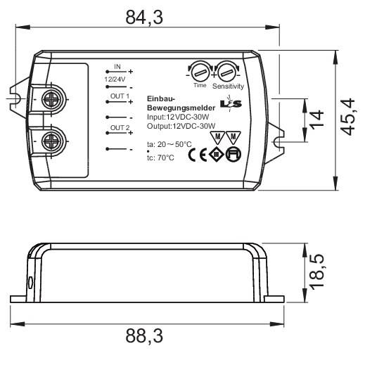 LED Sen.Microwave 12 V (24 V) 36 W (72 W) weiß L&S-3