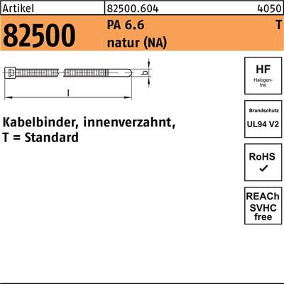 HellermannTyton 111-05419 T80L-PA66-NA-C1 Kabelbinder 390 mm 4.70 mm Natur Hitzestabilisiert 100 St.