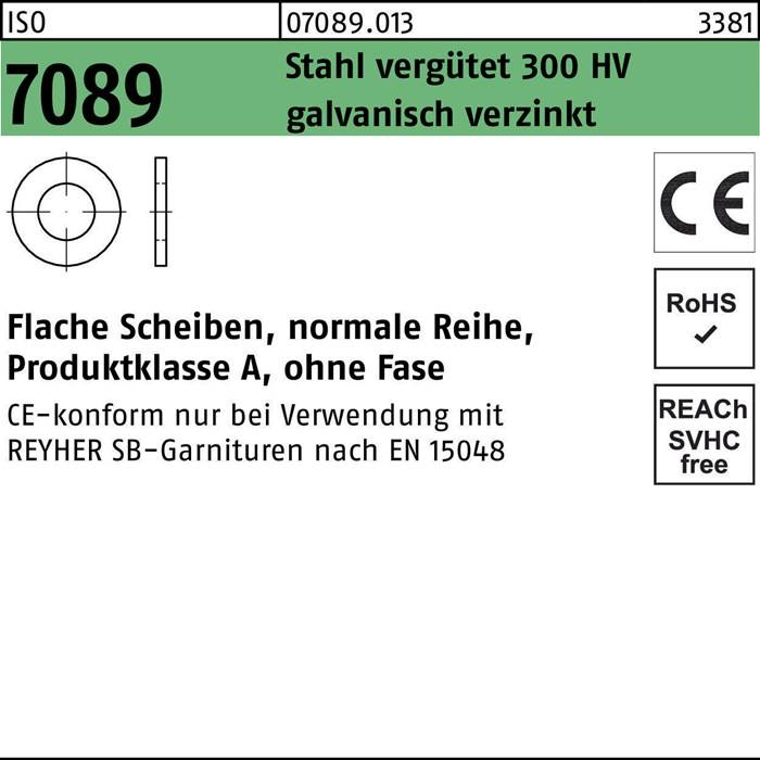 Unterlegscheibe ISO 7089 o.Fase 12 Stahl 300 HV galv.verz. 100St.-0