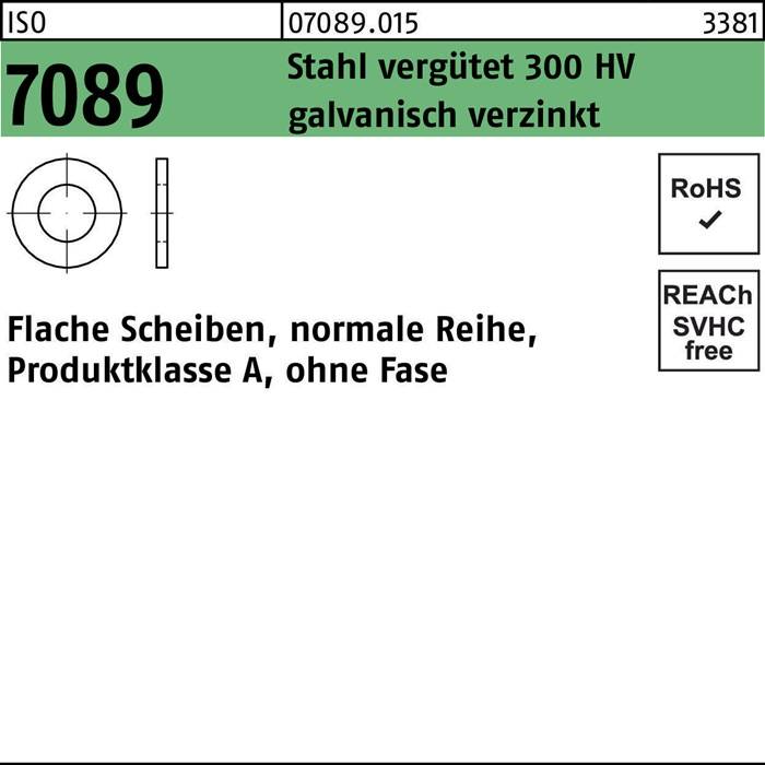 Unterlegscheibe ISO 7089 o.Fase 30 Stahl verg. 300 HV galv.verz. 50St.-0