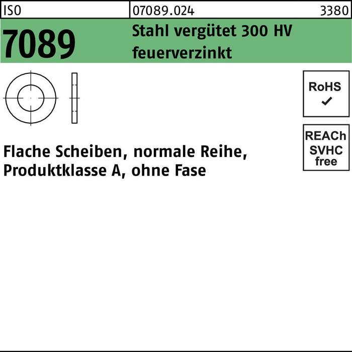 Unterlegscheibe ISO 7089 o.Fase 16 Stahl vergütet 300 HV feuerverz. 250 Stück-0