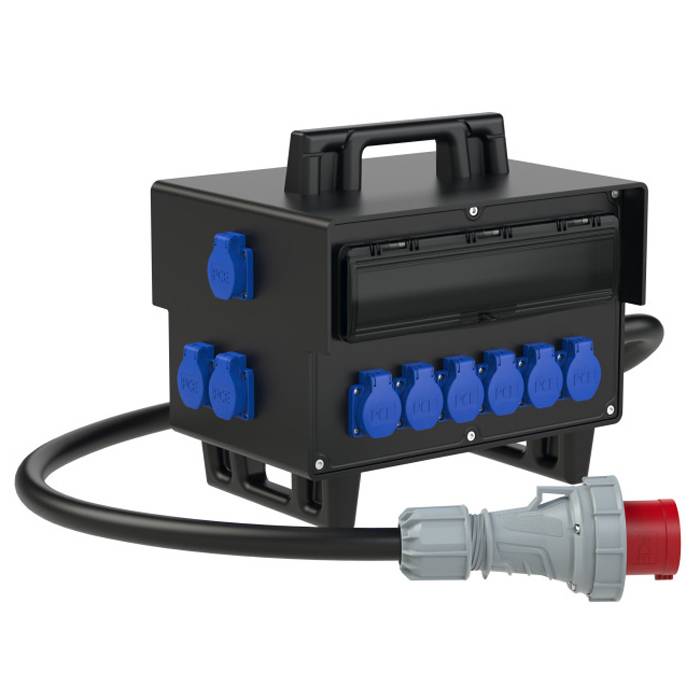 PC ELECTRIC Mobilverteiler "SCHREMS BV" (Eingang 1x CEE-Stecker 400V/63A/5pol + 2m Kabel | Ausgang 2x CEE-Dose-0