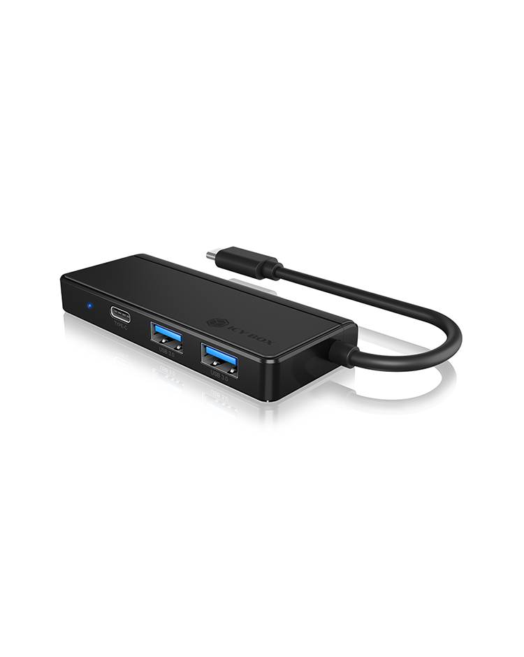 IB-HUB1423CR-C3, ext. USB 3.0 HUB mit Kartenleser, USB-C zu 2x USB-A, 1x USB-C, 1x SD, 1x microSD, Kunststoff, schwarz-1