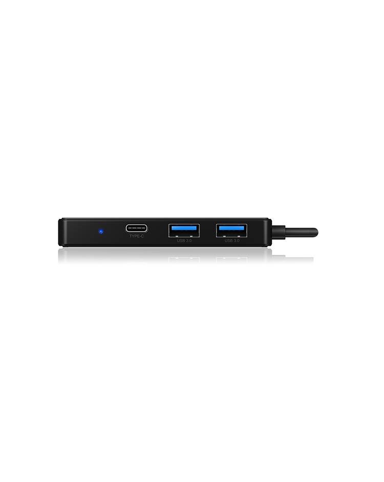 IB-HUB1423CR-C3, ext. USB 3.0 HUB mit Kartenleser, USB-C zu 2x USB-A, 1x USB-C, 1x SD, 1x microSD, Kunststoff, schwarz-3