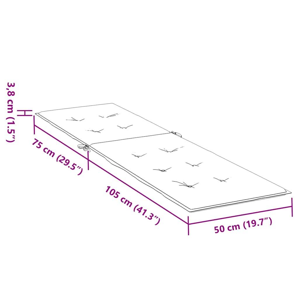 vidaXL Liegestuhl-Auflage Creme (75+105)x50x4 cm-4