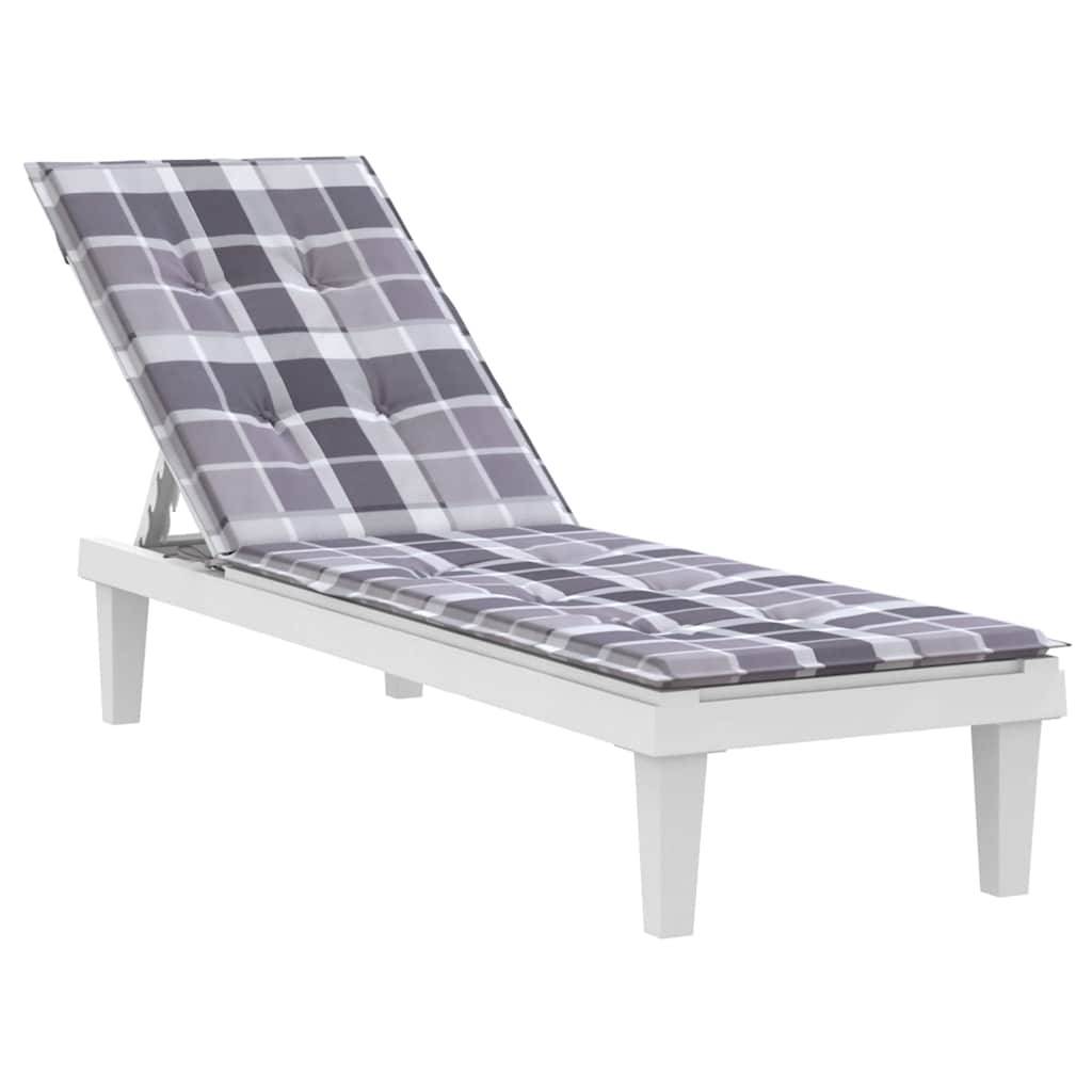 vidaXL Liegestuhl-Auflage Grau Karomuster (75+105)x50x4 cm-2