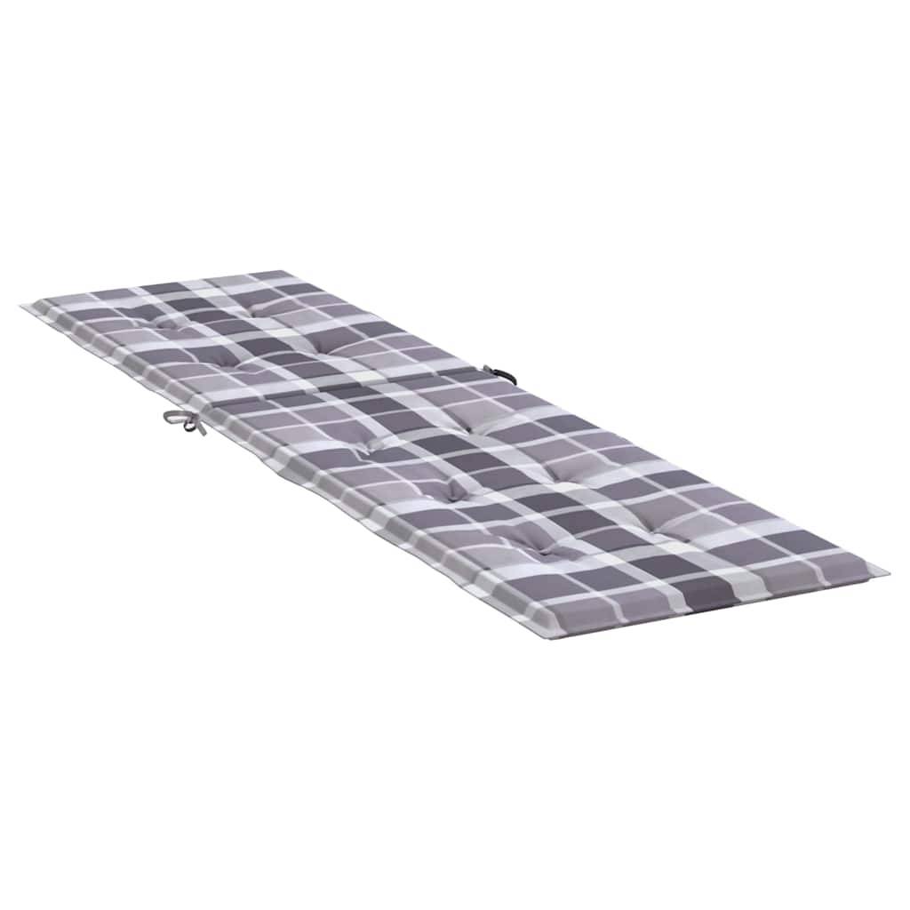 vidaXL Liegestuhl-Auflage Grau Karomuster (75+105)x50x4 cm-3