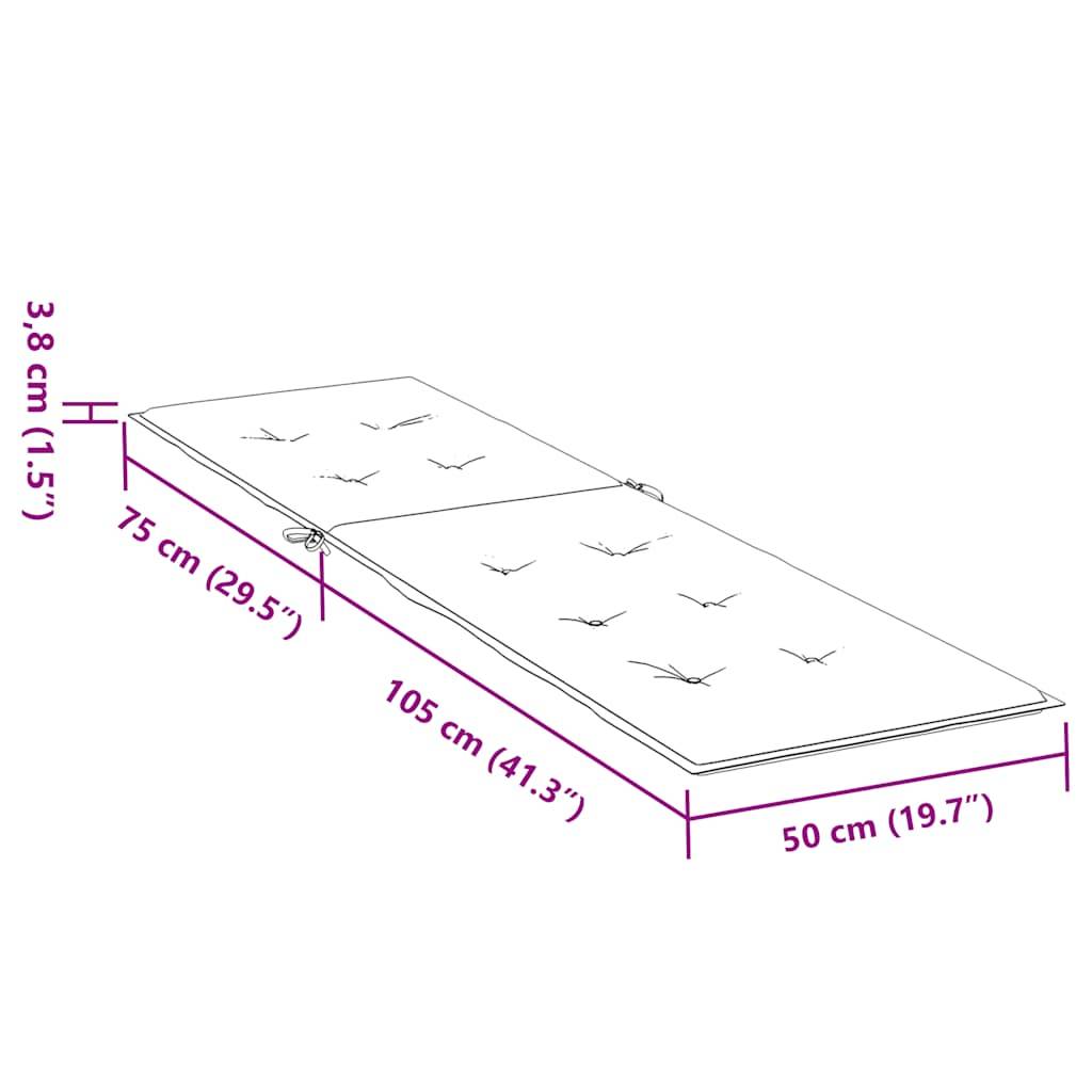 vidaXL Liegestuhl-Auflage Grau Karomuster (75+105)x50x4 cm-4