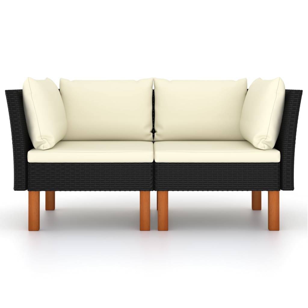 vidaXL Ecksofas 2 Stk. Poly Rattan und Eukalyptus Massivholz-1