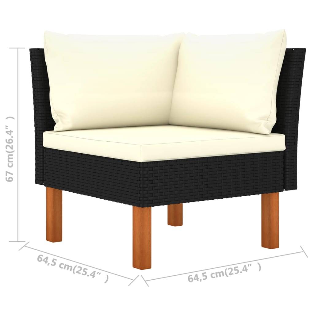 vidaXL Ecksofas 2 Stk. Poly Rattan und Eukalyptus Massivholz-3