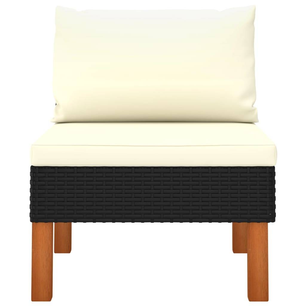 vidaXL Mittelsofas 2 Stk. Poly Rattan und Eukalyptus Massivholz-2