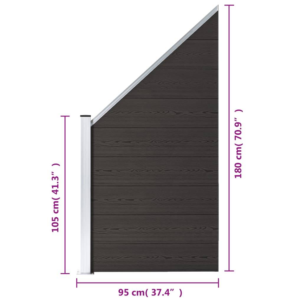 vidaXL Zaunelement WPC 95x(105-180) cm Schwarz-3