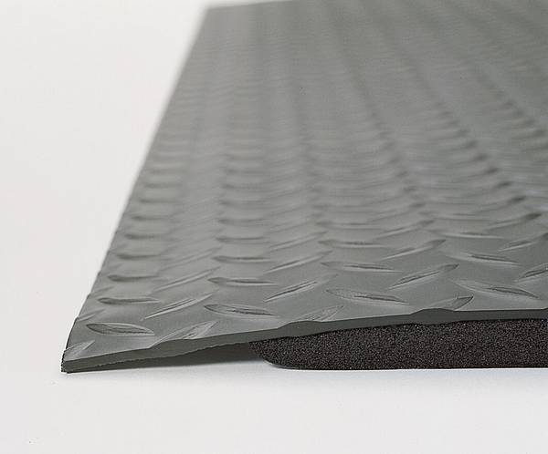Arbeitsplatz-Bodenbelag,Meterware,B 1200mm,PVC,Rauten-Profil,fördert Entlastung von Rücken und Beinen
