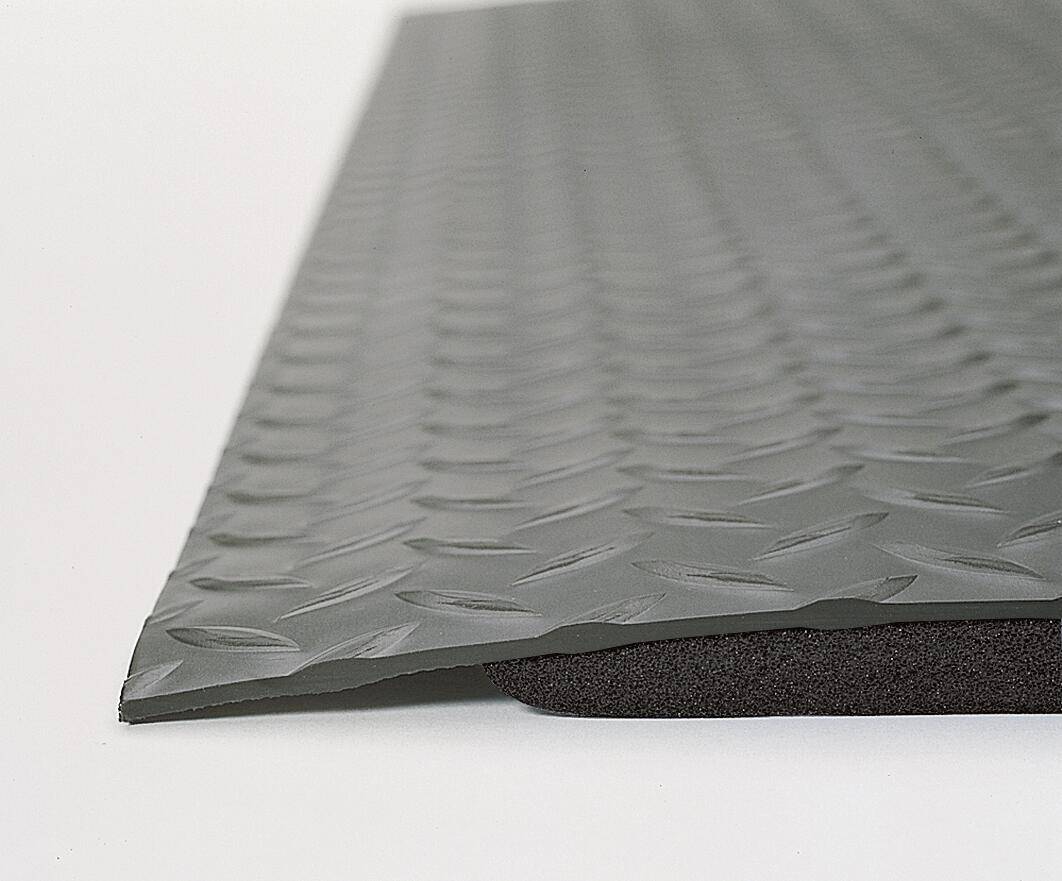 Arbeitsplatz-Bodenbelag,Meterware,B 1200mm,PVC,Rauten-Profil,fördert Entlastung von Rücken und Beinen-0