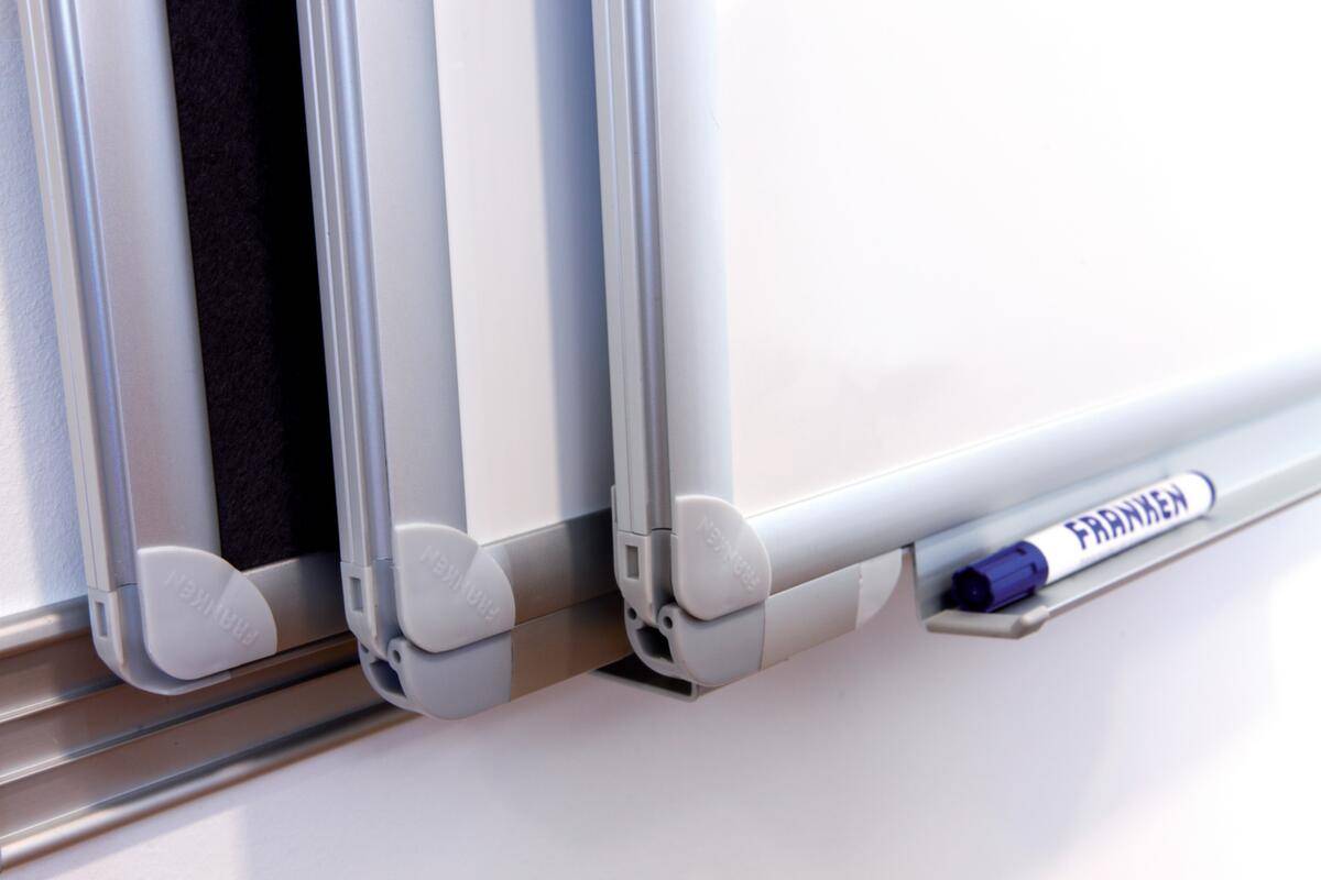 Wandschiene f. Tafeln,HxB 8x3000mm,3 Kanäle,Alu,silber-6