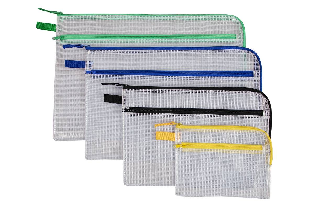 Reißverschlussbeutel,DIN A5,PVC,transparent,Reißverschluss gelb-0