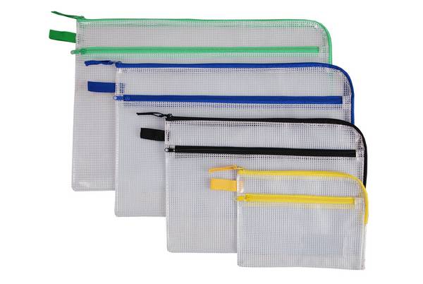 Reißverschlussbeutel,DIN B4,PVC,transparent,Reißverschluss grün