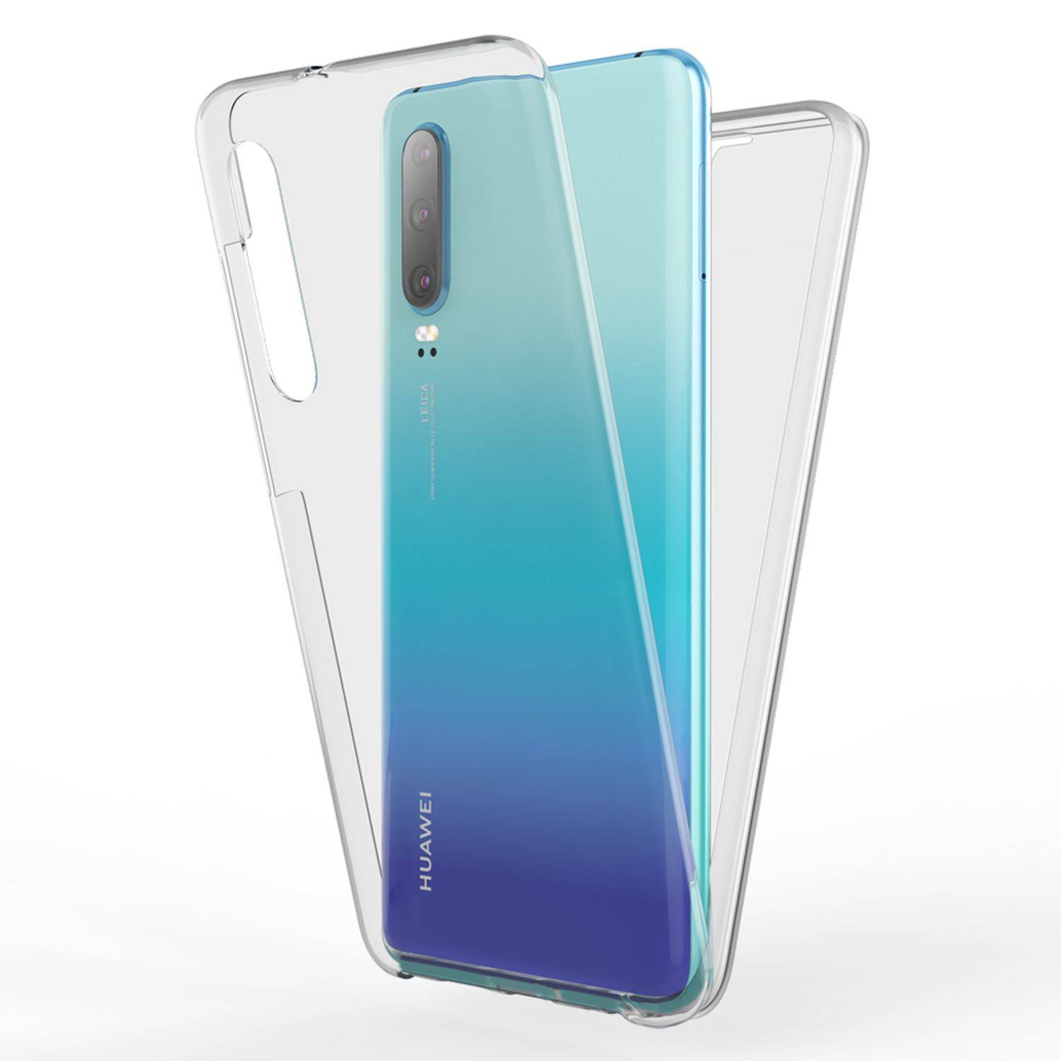 NALIA 360 Grad Handy Hülle für Huawei P30, Slim Schutz Case Cover Tasche Bumper Transparent-0