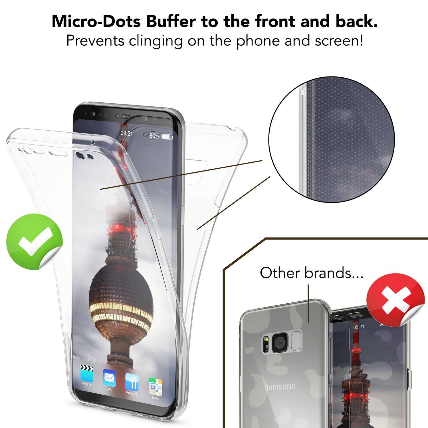 NALIA 360 Grad Hülle für Samsung Galaxy S8, Full Cover Handy Schutzhülle Case Grau-4