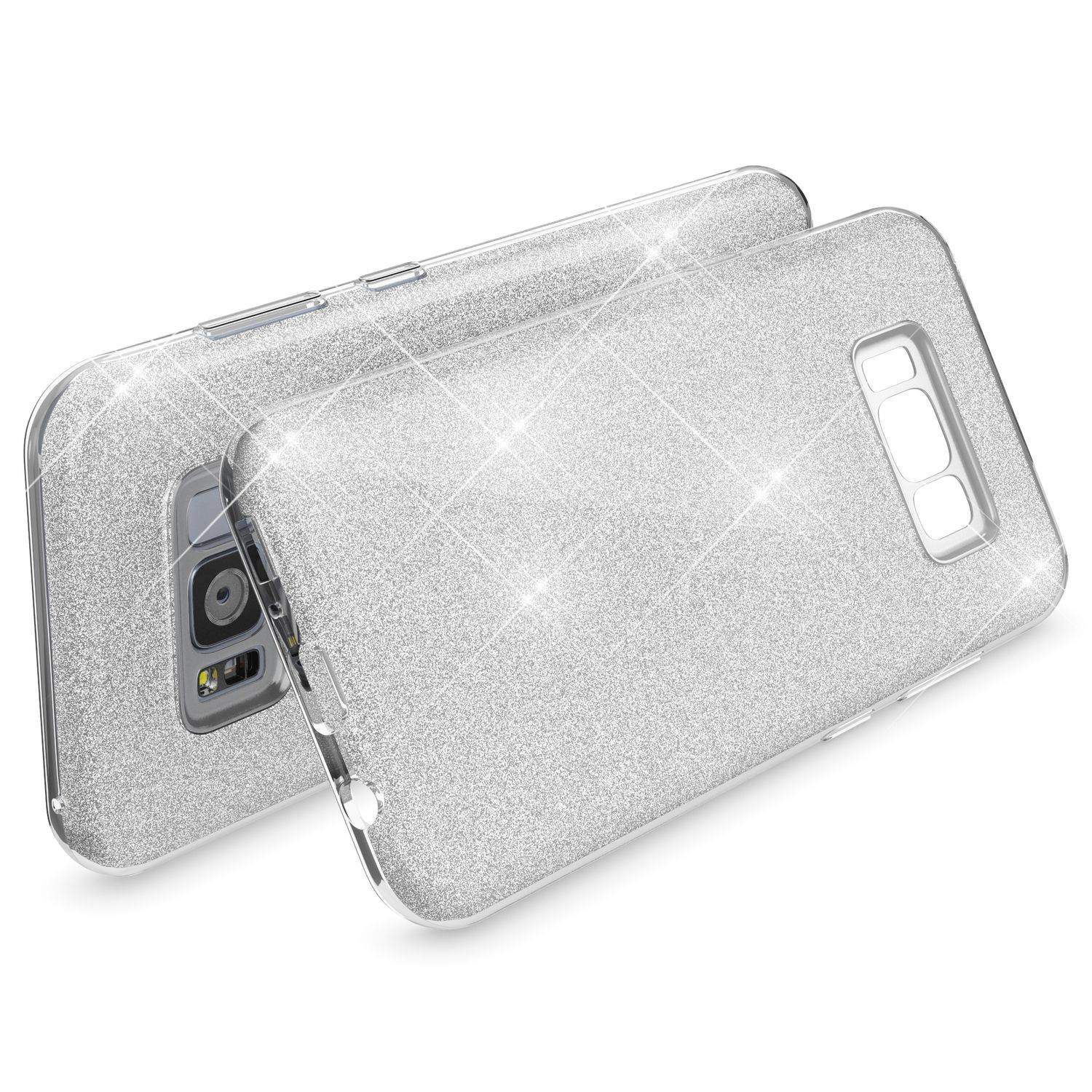 Samsung Galaxy S8 Hülle Handyhülle von NALIA, Glitzer Slim Case Cover Schutzhülle Silber-8