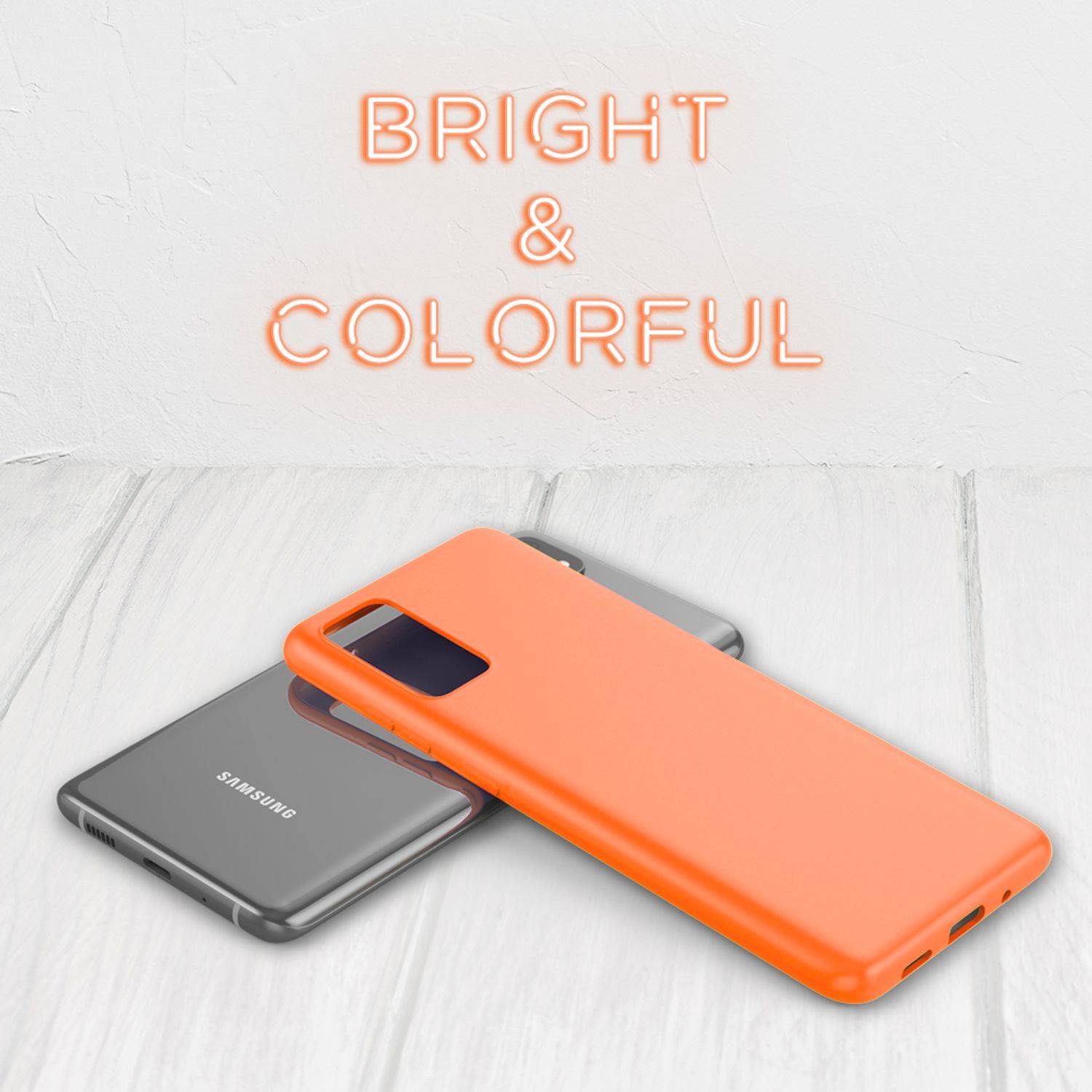 NALIA Neon Hülle für Samsung Galaxy S20 FE, Slim Handy Case Schutz Tasche Cover Orange-8