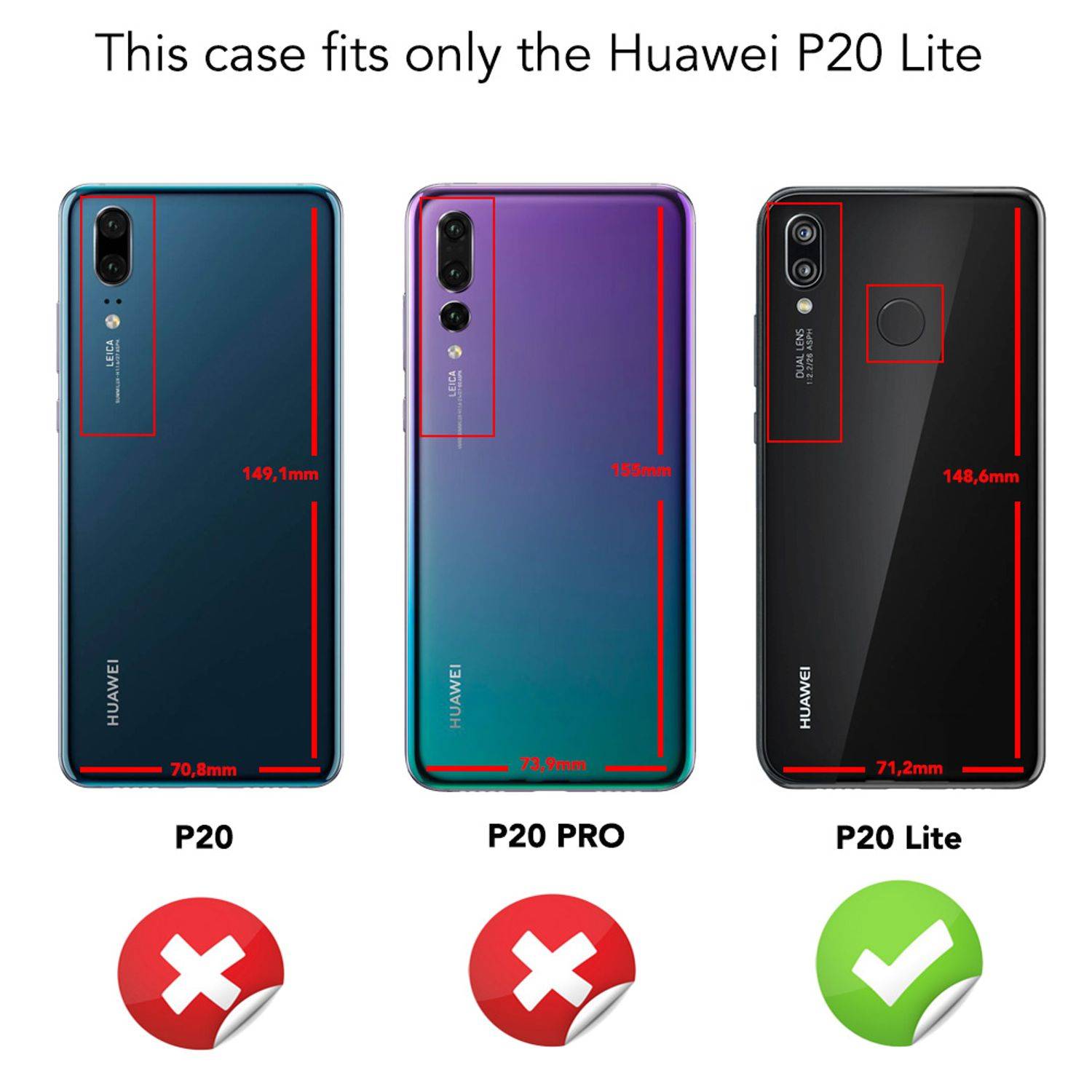 Huawei P20 Lite Hülle 360 Grad Handyhülle mit Displayschutz von NALIA, 360° Cover Schwarz-8