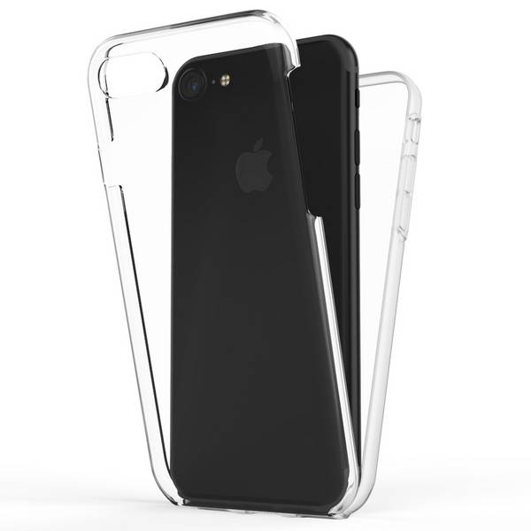 NALIA 360° Handy Hülle für iPhone SE 2022 / SE 2020 / 8 / 7, Case Cover Schutz Transparent