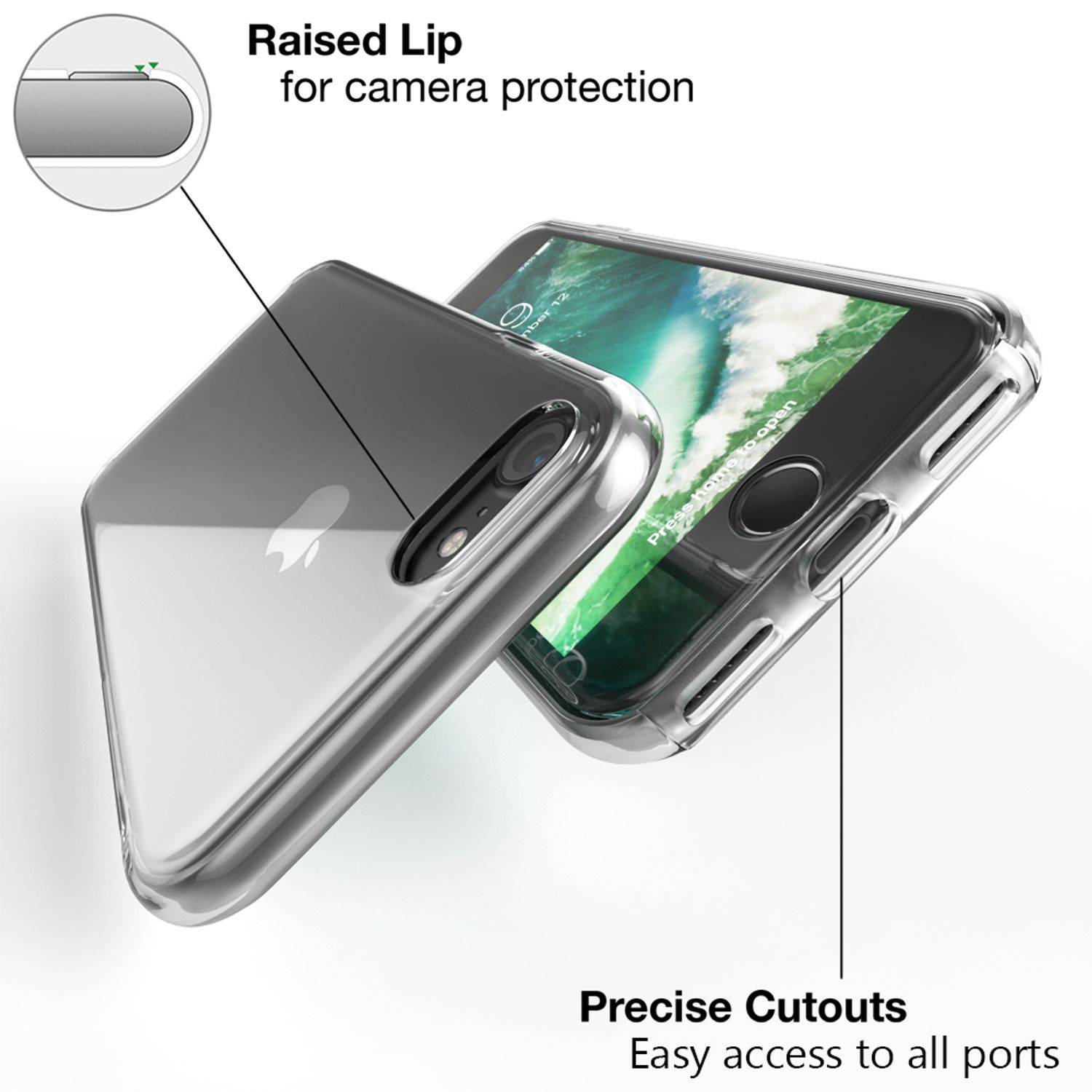 NALIA 360° Handy Hülle für iPhone SE 2022 / SE 2020 / 8 / 7, Case Cover Schutz Transparent-4