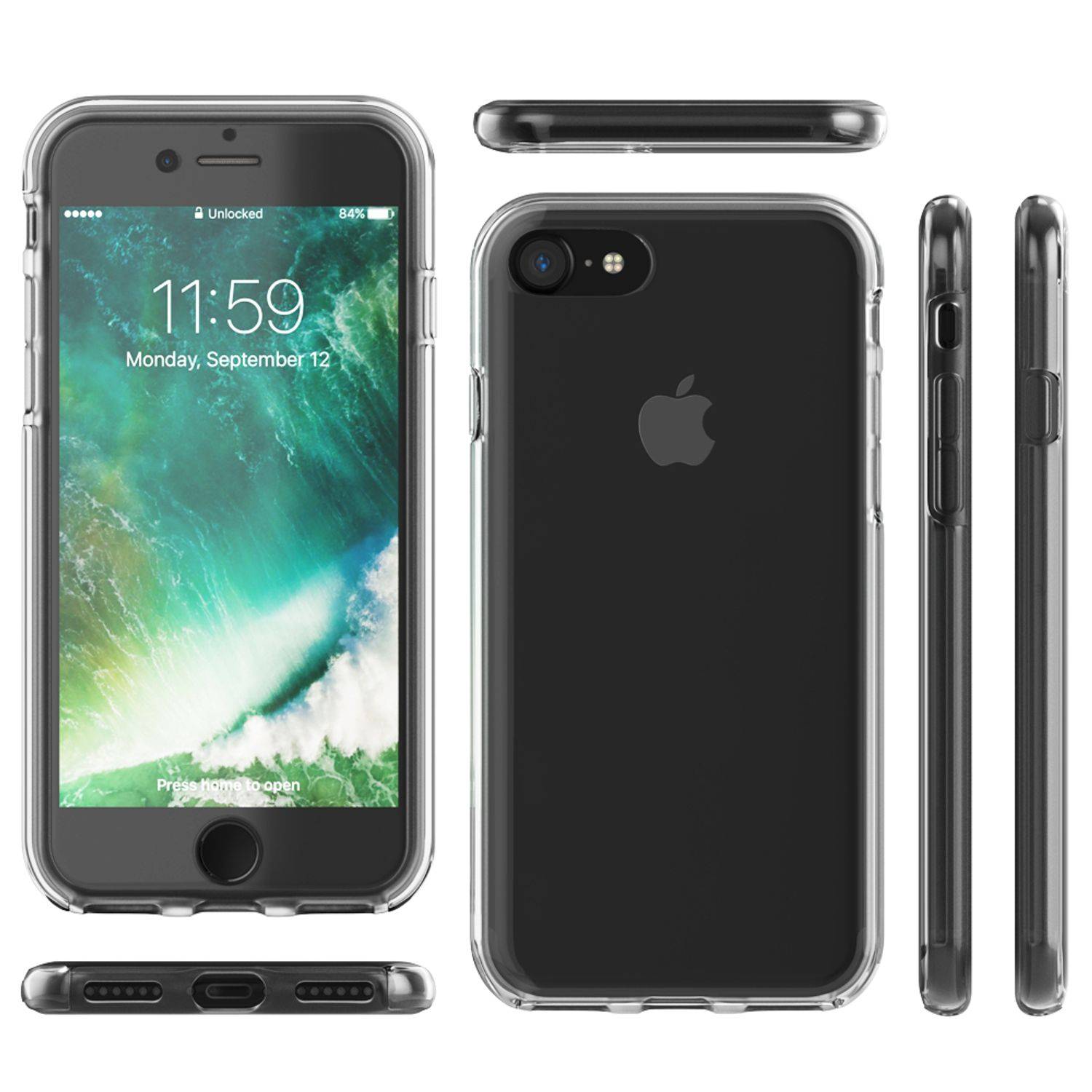 NALIA 360° Handy Hülle für iPhone SE 2022 / SE 2020 / 8 / 7, Case Cover Schutz Transparent-7