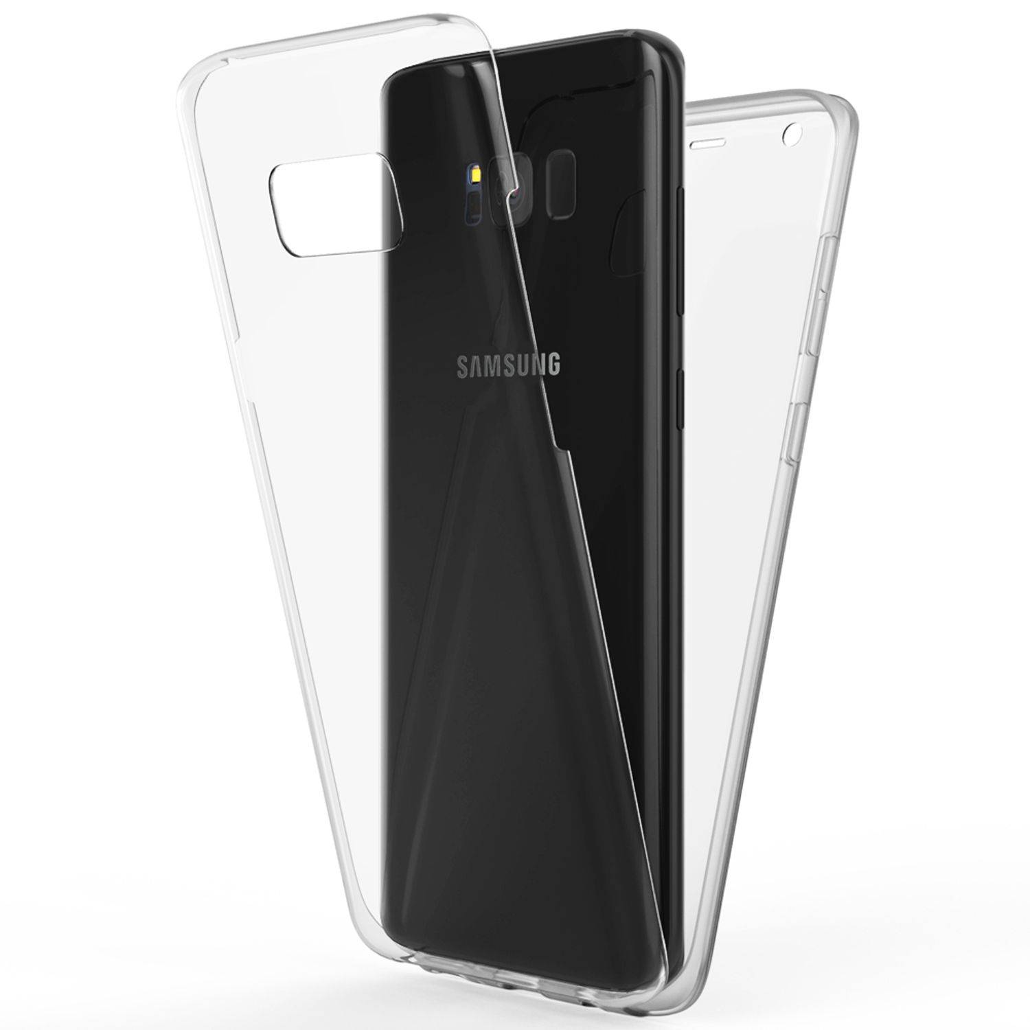 NALIA 360 Grad Handy Hülle für Samsung Galaxy S8, Full Cover Silikon Bumper Etui Schwarz-0