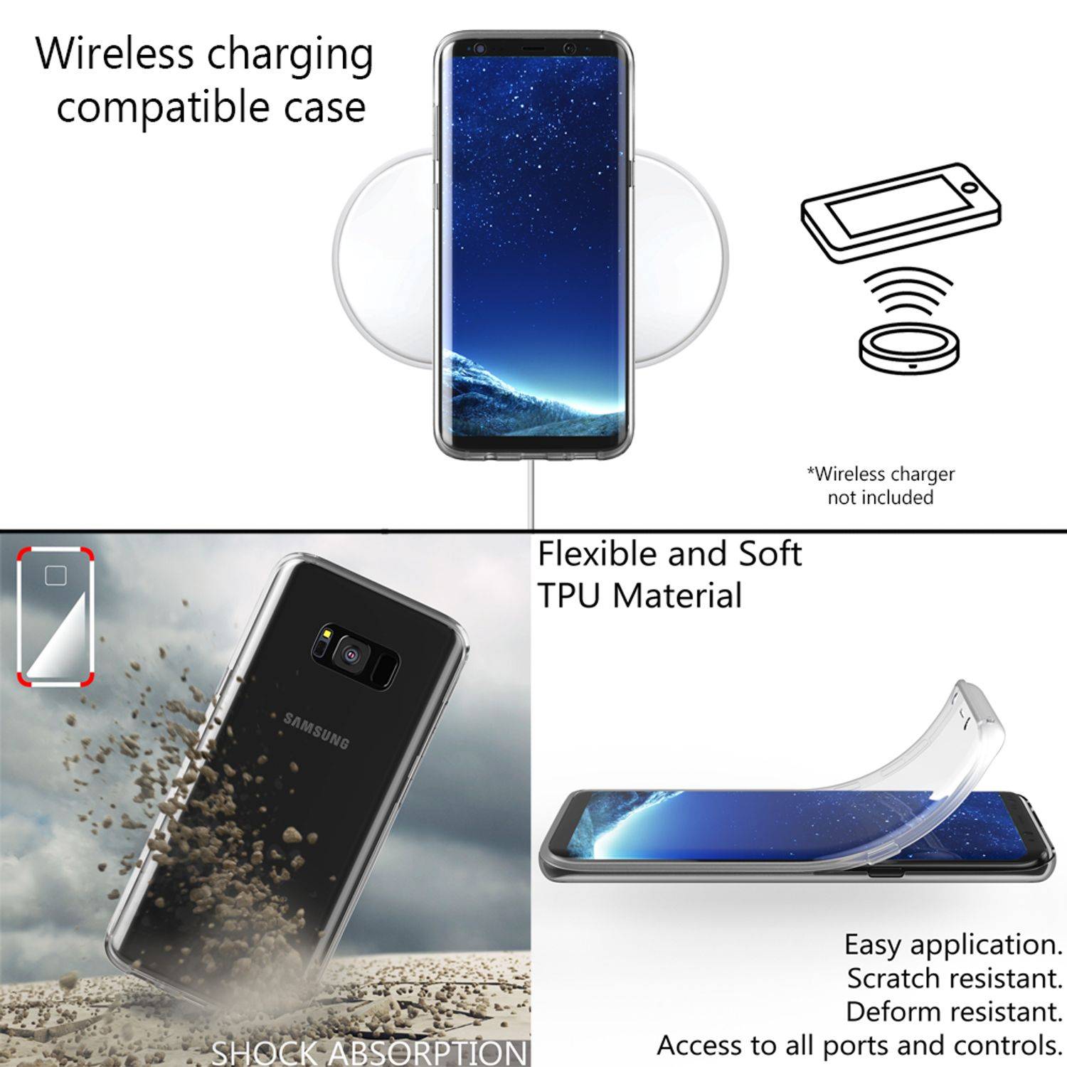 NALIA 360 Grad Handy Hülle für Samsung Galaxy S8, Full Cover Silikon Bumper Etui Schwarz-8