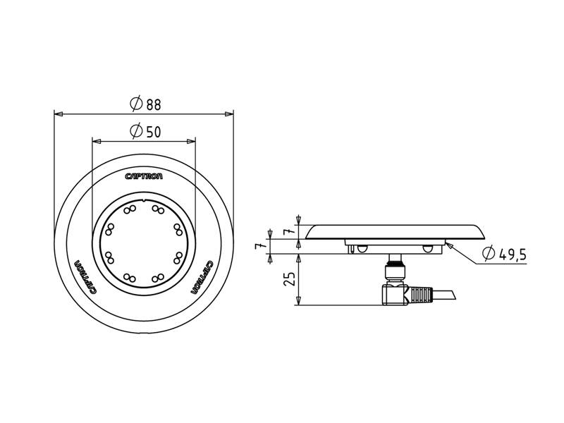 CAPTRON CHT3-151P-H/TG-SR, 24 V DC, Symbol "HAND", IP69K, Startpuls 300 ms, PNP-NO, 4-pol M8-2