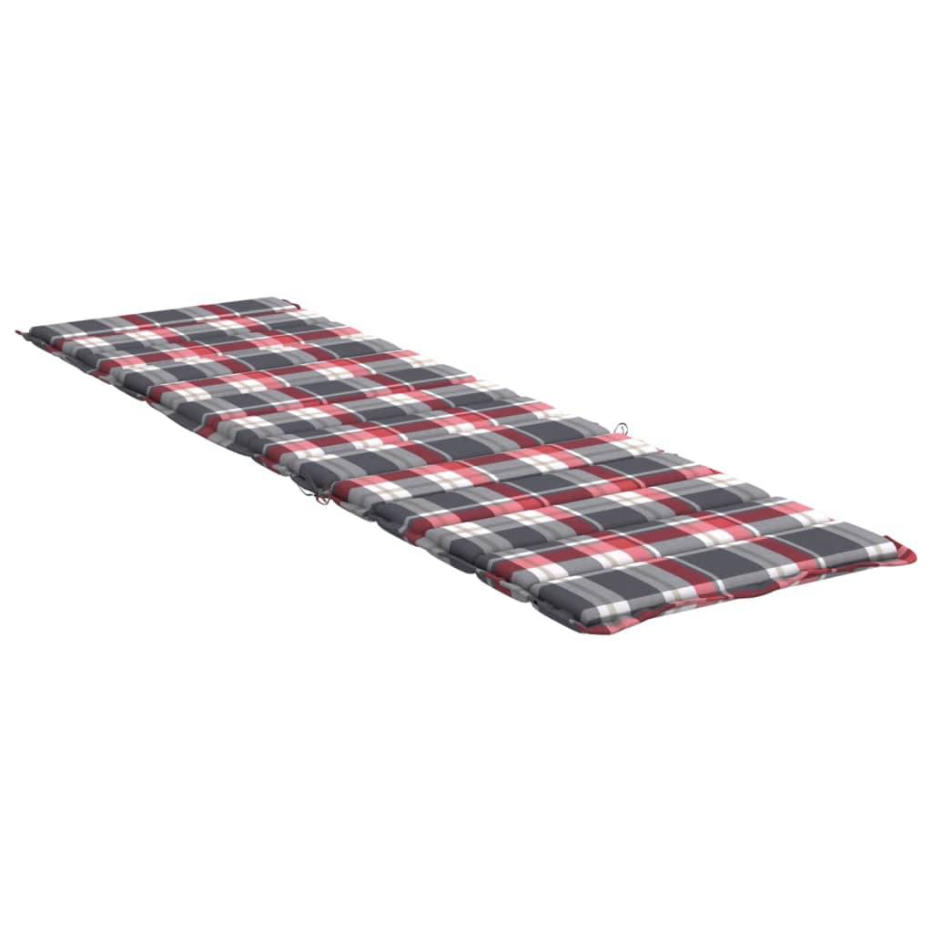 vidaXL Sonnenliegen-Auflage Rot Karomuster 200x60x3 cm Oxford-Gewebe-2