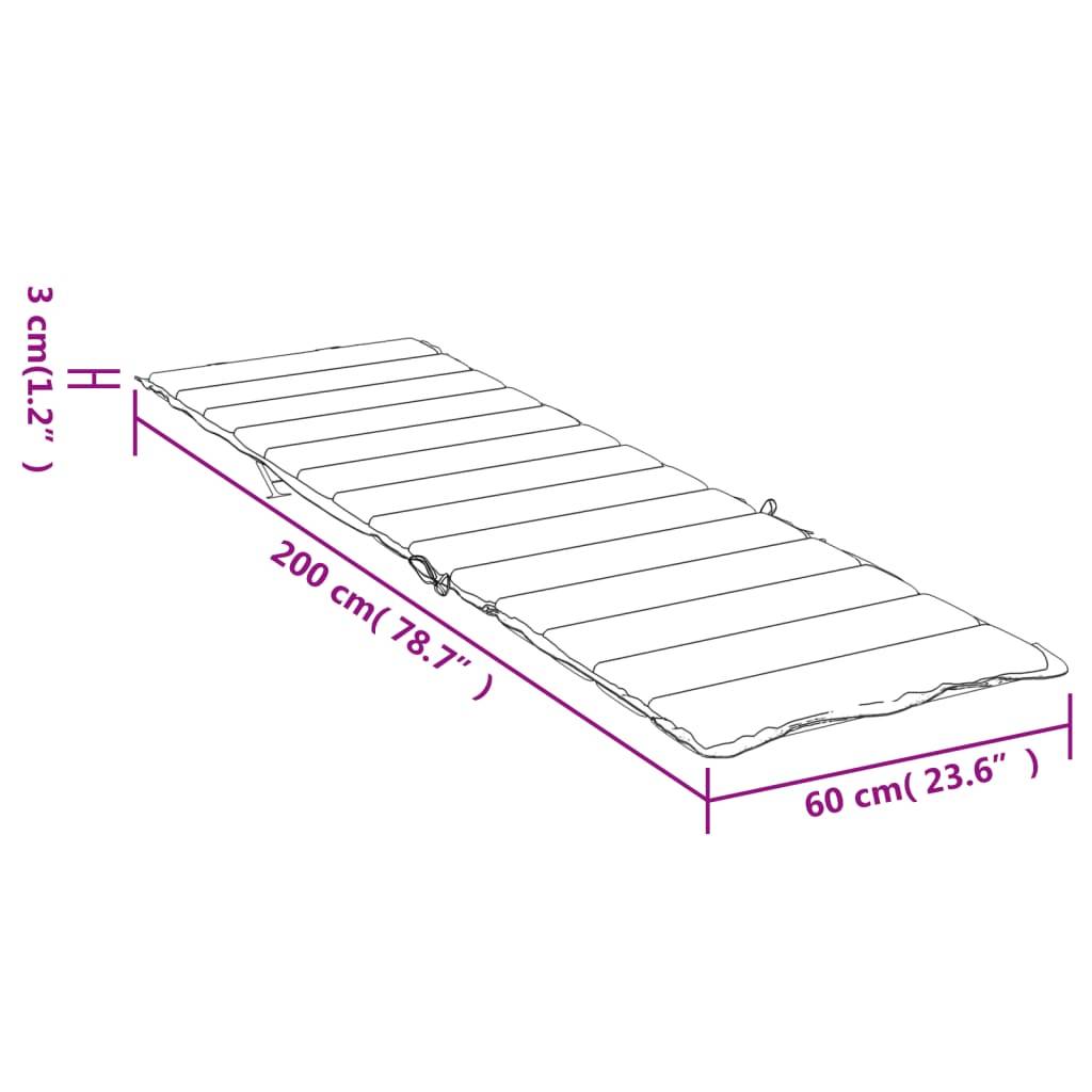 vidaXL Sonnenliegen-Auflage Grau Karomuster 200x60x3 cm Oxford-Gewebe-1