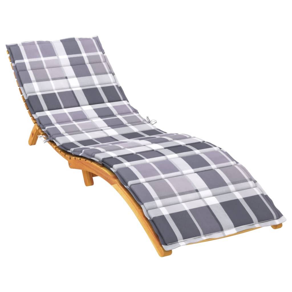 vidaXL Sonnenliegen-Auflage Grau Karomuster 200x50x3 cm Oxford-Gewebe-2
