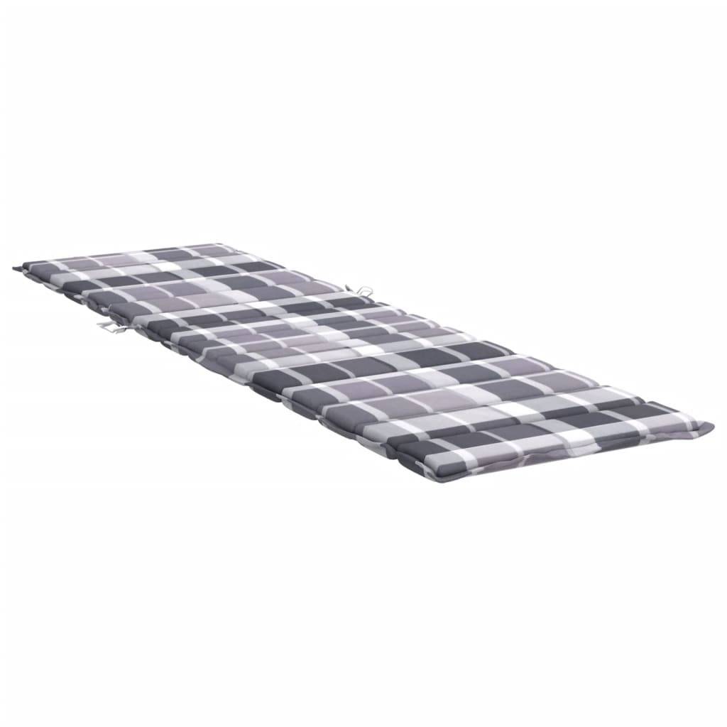 vidaXL Sonnenliegen-Auflage Grau Karomuster 200x50x3 cm Oxford-Gewebe-3